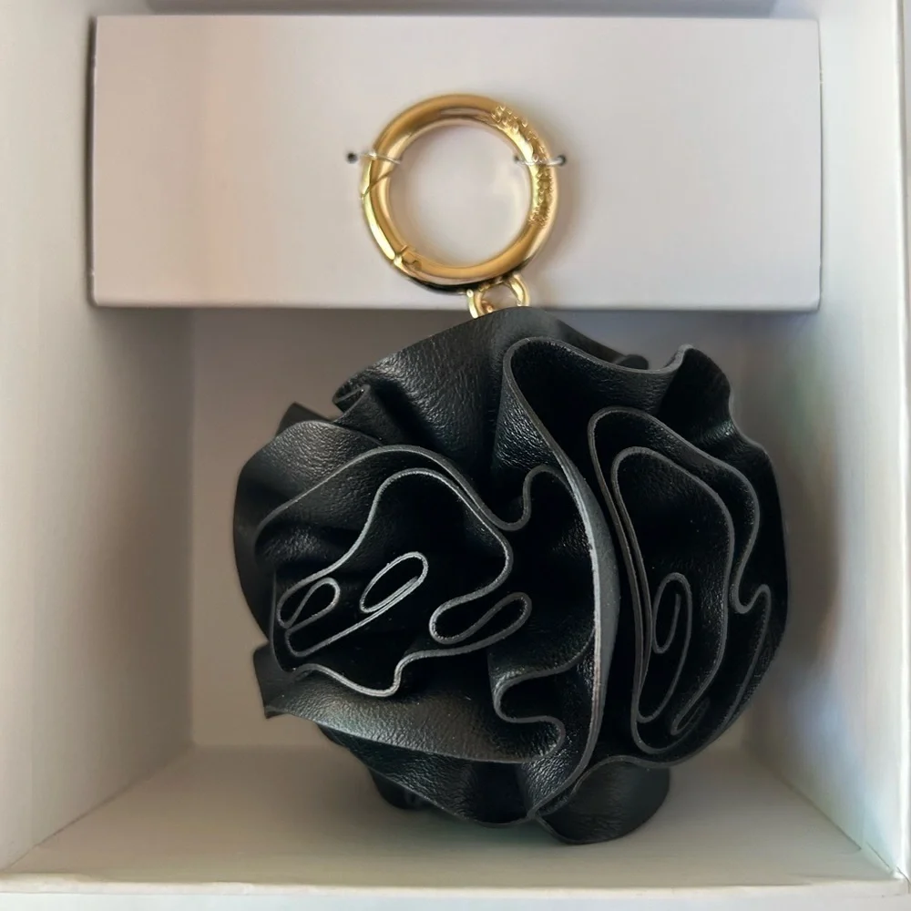 Michael Kors NWT Black Leather Floral Purse Charm